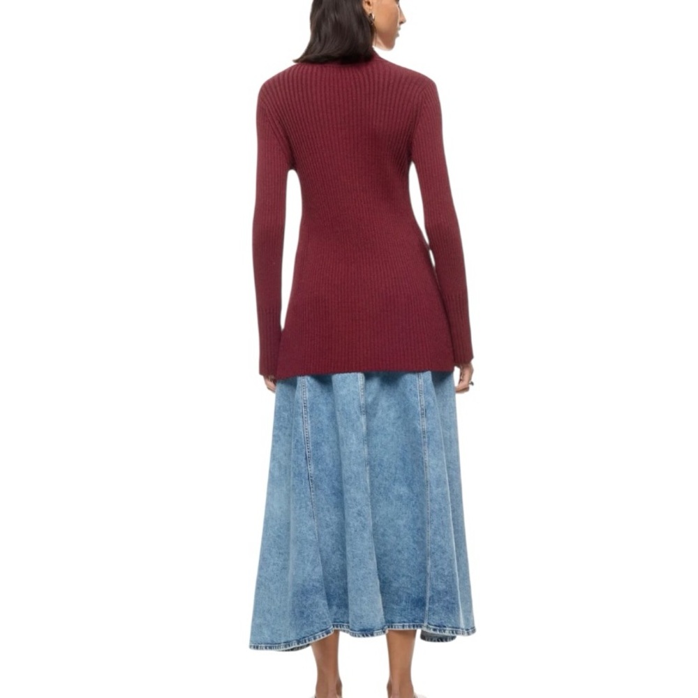 Simon Miller Palo Knit Top Deep Red Button Front Collared Cardigan Sweater XS - Picture 4 of 12